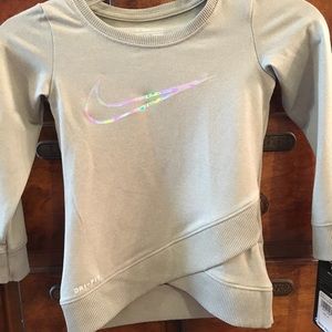 Kids NIKE logo hologram dri-fit grey 2T long sleeve unisex